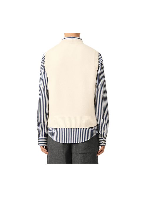 Maglia senza maniche Ami de Cœur in lana bianca Ami Paris | UKS902.018151 OFFWHITE/BLACK